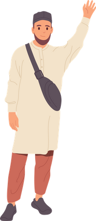 Young arabic man waving hand  Illustration