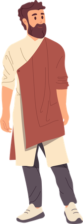 Young Arabic man wearing modern casual attire in traditional oriental style  Illustration