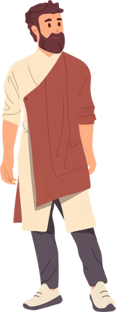 Young Arabic man wearing modern casual attire in traditional oriental style  Illustration