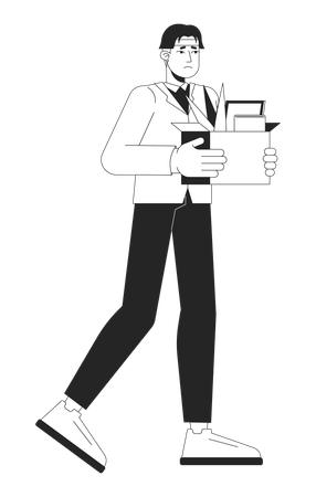 Young asian man getting unemployed  Illustration