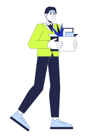 Young asian man getting unemployed  Illustration