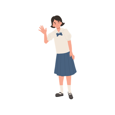 Young asian student girl in school uniform  Illustration