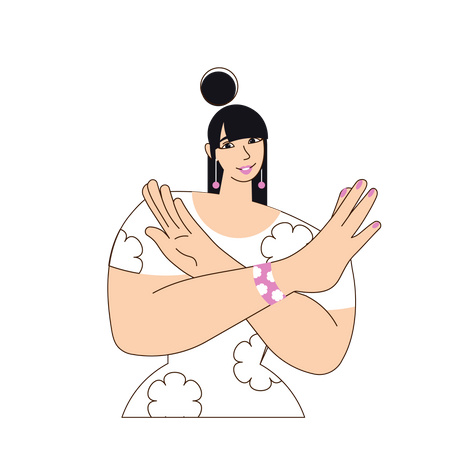 Young Asian woman gesturing Break The Bias Illustration