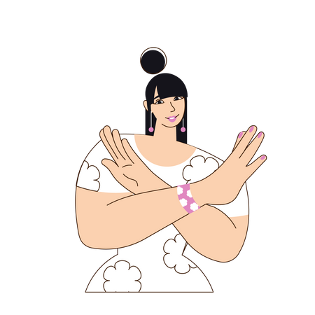 Young Asian woman gesturing Break The Bias  Illustration