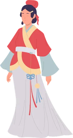 Young beautiful chinese woman wearing traditional wedding dress  Illustration
