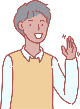 Young black boy waving hand and saying hello  Illustration