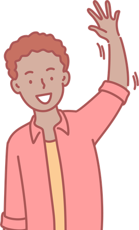 Young black boy waving hand and saying hello  Illustration