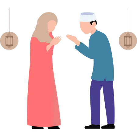 A Boy And A Girl Are Standing Illustration