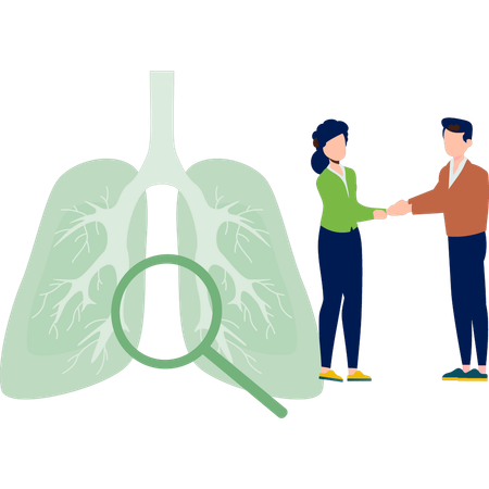 Young boy and girl dealing about lungs  Illustration