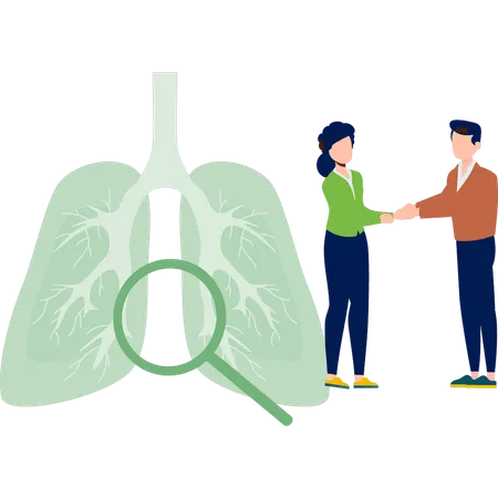 Young boy and girl dealing about lungs  Illustration