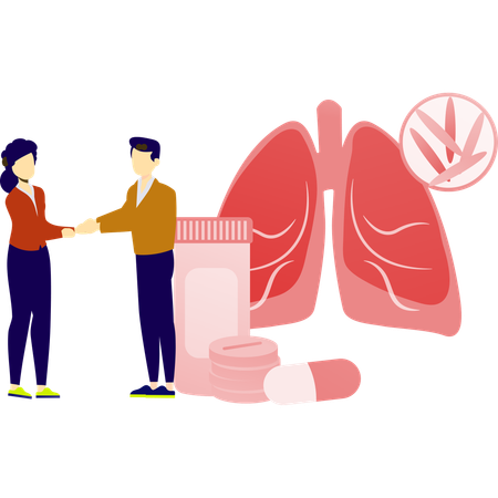 Young boy and girl dealing about lungs  Illustration