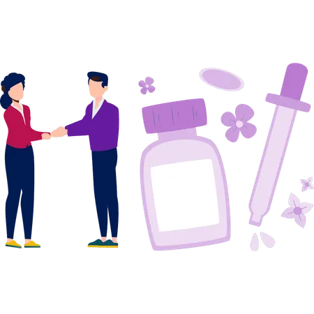 Young boy and girl doing Beauty deal  Illustration
