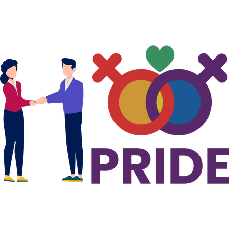 Young boy and girl doing hand shake and present gender pride love  Illustration