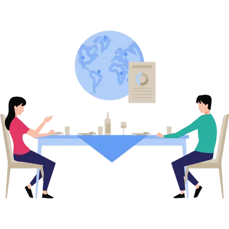 Young boy and  girl having business meeting  Illustration