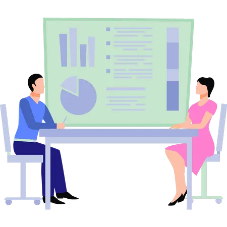 Young boy and girl having business meeting  Illustration