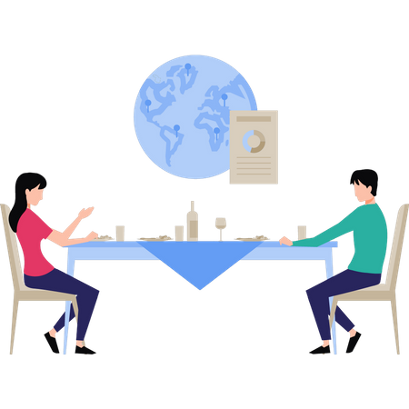 Young boy and  girl having business meeting  Illustration