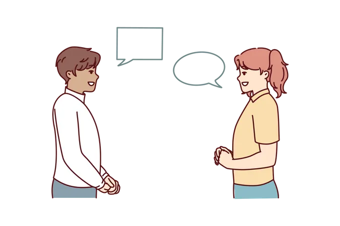 Young boy and girl talking together  Illustration