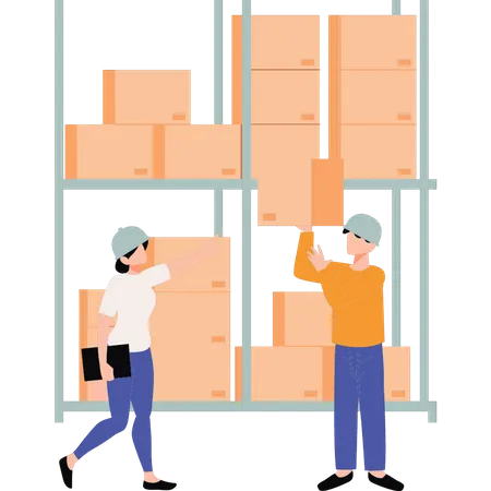 Young boy and girl working  Illustration