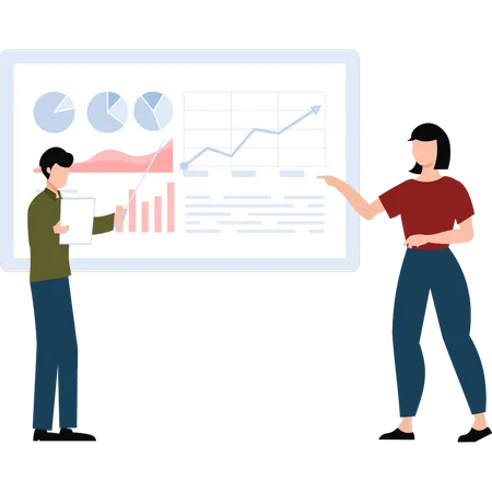 Young boy and woman Discussing About Business  Illustration