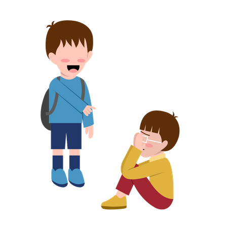 Young Boy Bullying Another Boy  Illustration