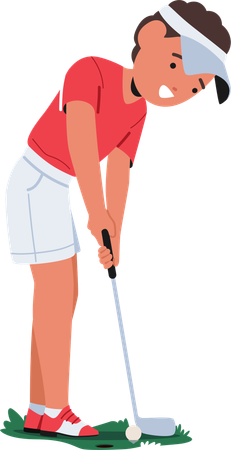 Young Boy Character In Polo Shirt And Cap  Illustration