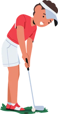 Young Boy Character In Polo Shirt And Cap  Illustration