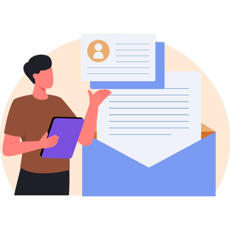 Young boy checking mail  Illustration