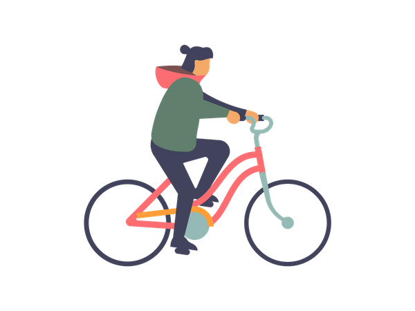 Young boy cycling Illustration