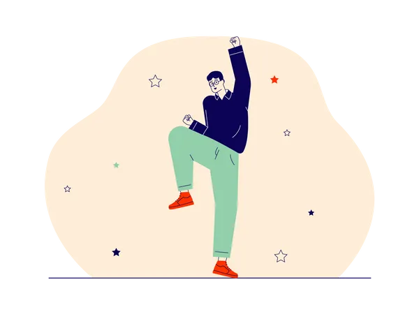 Young boy dancing in happiness  Illustration