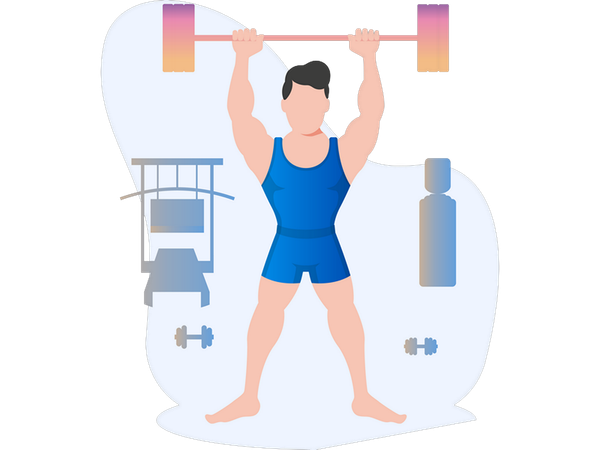 Young boy doing bodybuilding  Illustration