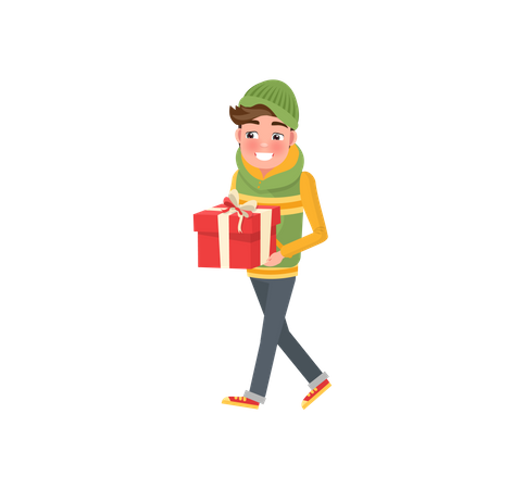 Young boy doing Christmas shopping  Illustration