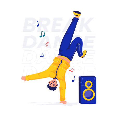 Young boy doing free style dance  Illustration