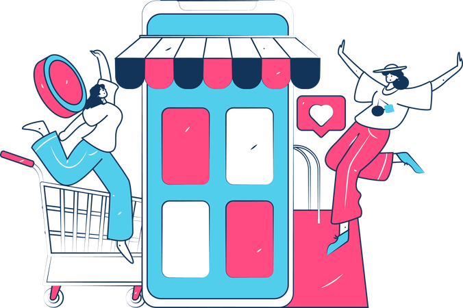 Young boy doing mobile shopping  Illustration