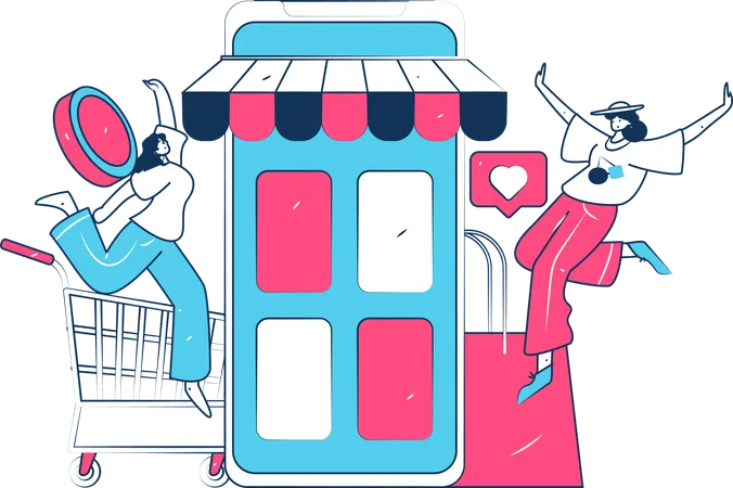 Young boy doing mobile shopping  Illustration