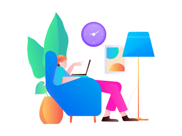 Young boy doing remote work  Illustration