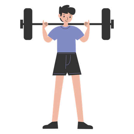 Young boy doing weighting exercise  Illustration