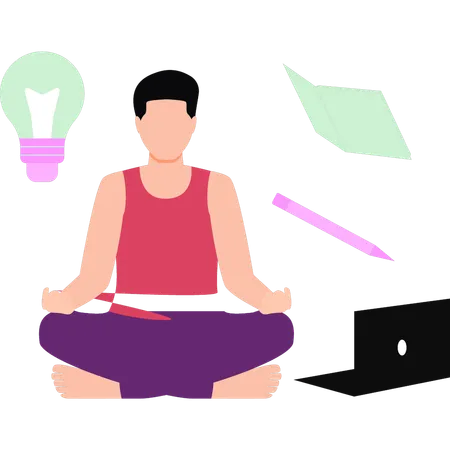 Young boy doing yoga  Illustration