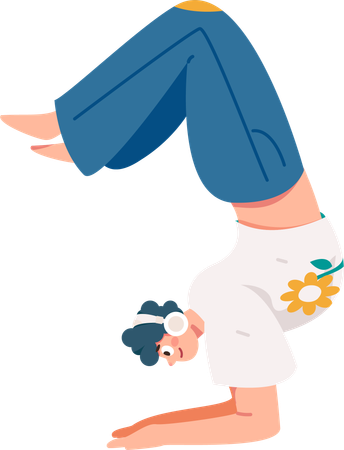 Young boy doing yoga pose  Illustration