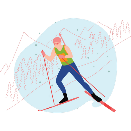 Young boy enjoying ice skiing  Illustration