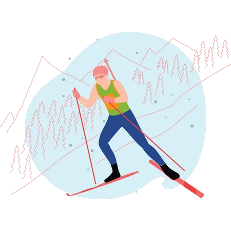 Young boy enjoying ice skiing  Illustration