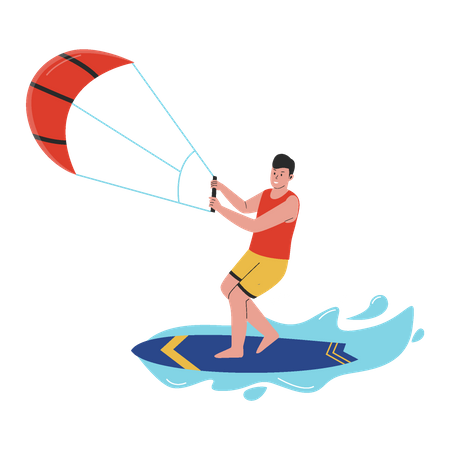 Young boy enjoying surfing  Illustration