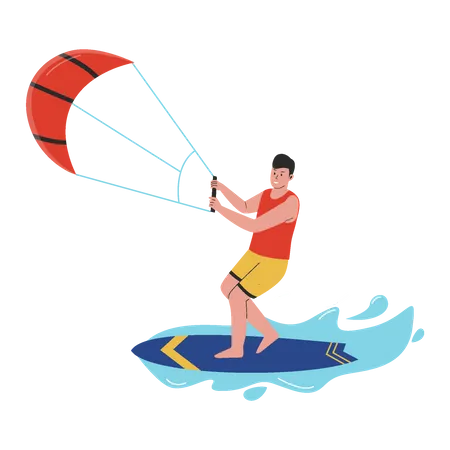 Young boy enjoying surfing  Illustration
