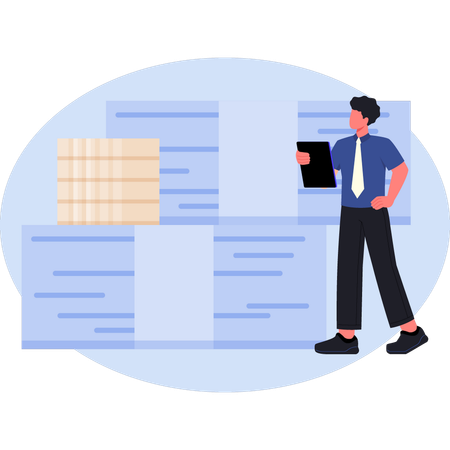 Young boy explaining document box  Illustration
