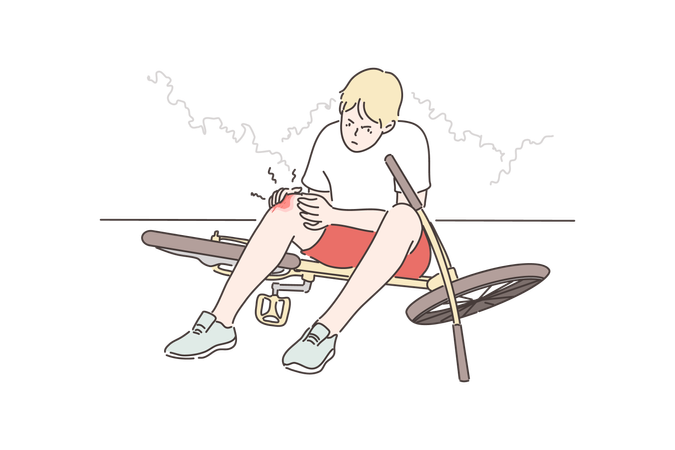 Young boy fell from bicycle  Illustration