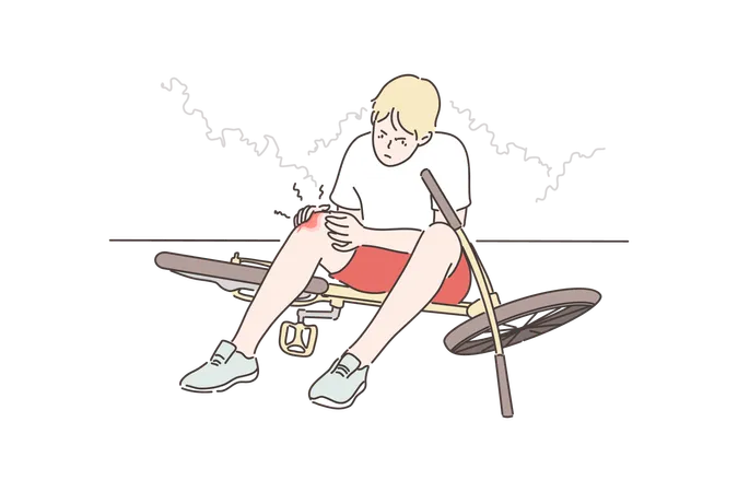 Young Boy Fell From Bicycle Illustration