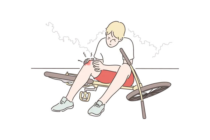 Young boy fell from bicycle  Illustration