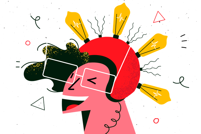Young boy getting idea  Illustration