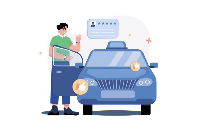 Young Boy Giving Feedback On Car Service  Illustration