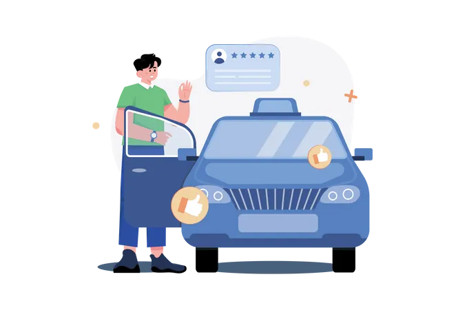 Young Boy Giving Feedback On Car Service  Illustration