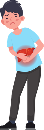 Young boy has stomach pain problems  Illustration